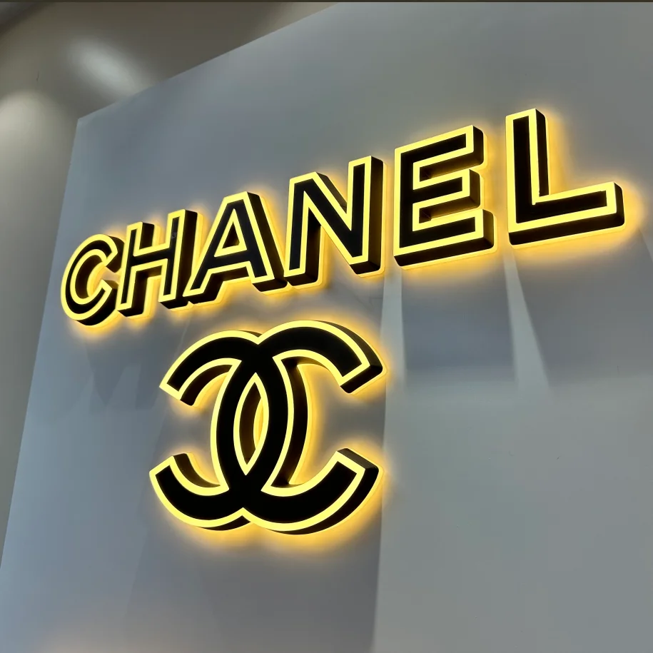 Luxury 3D Logo Outdoor Led Letter Sign Led Backlit Brand Signage Custom Metal Channel Letter   For Company Store Decor