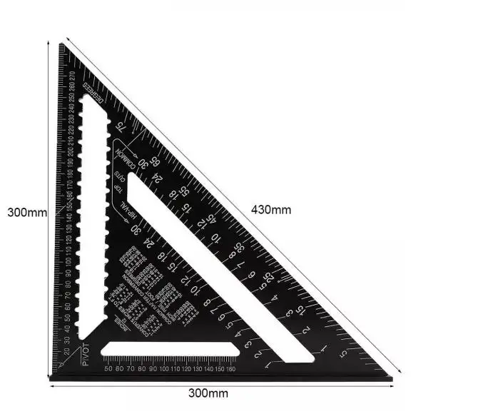 12 Inch Aluminum Alloy Rafter Square Tool Triangle Ruler Scale Triangular Ruler Speed Square