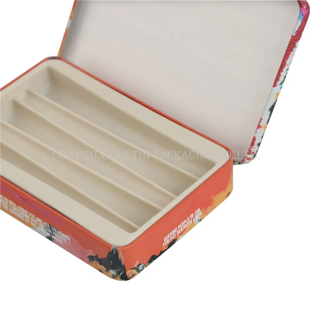 Most Popular 95X64x17mm Child Resistant Square Shape Hinge Way Cp Cr Certified Silver Tin Boxes With Lids