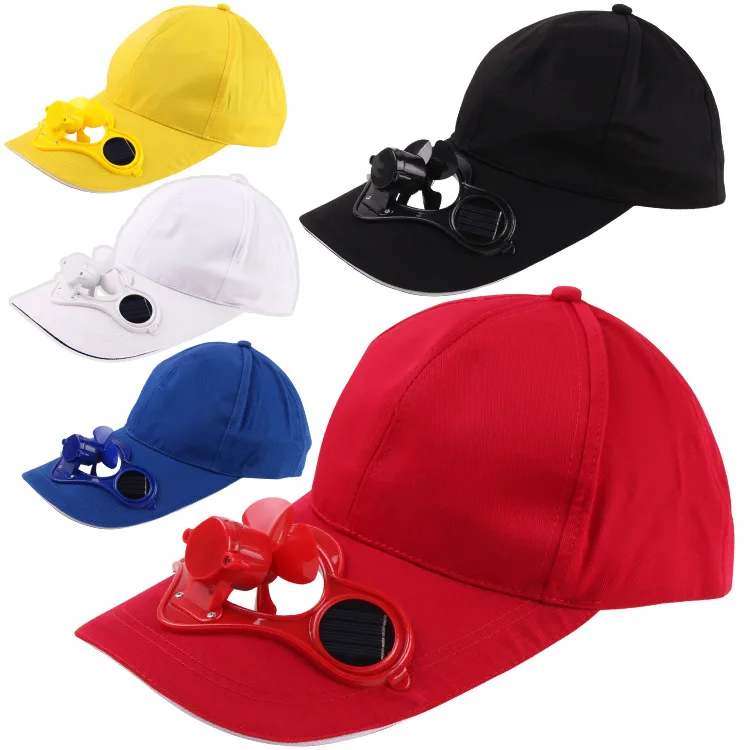 Manufacturer Custom Made Logo 6 Panel 100% Cotton Sports Caps Camping Solar Fan Baseball Cap Wholesale
