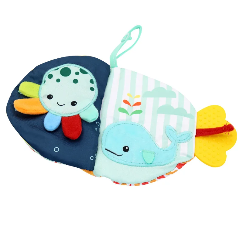 OEM Design  Cloth Book Soft Baby Books(Fishy Tails) Soft Activity Crinkle Book Toys for Early Education for Babies