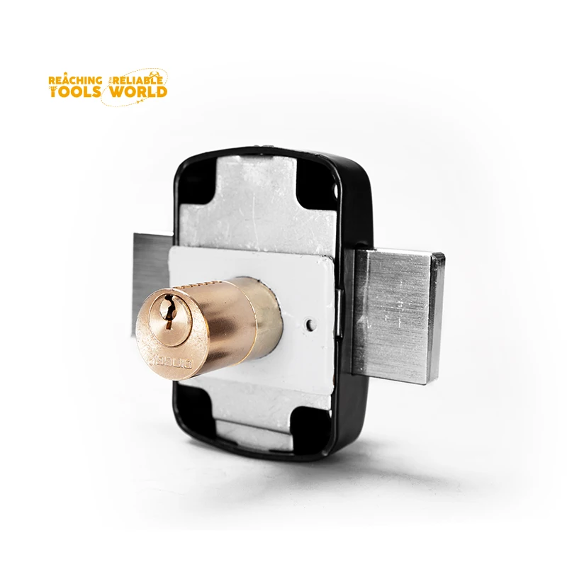 DingQi South America Wooden Door Brass Cylinder Double Unlock Door Rim Lock