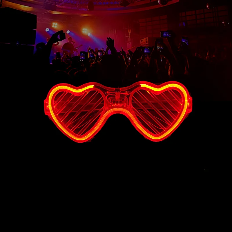 Luminous heart shaped LED child birthday toy glasses Christmas Halloween party bar colored luminous glasses
