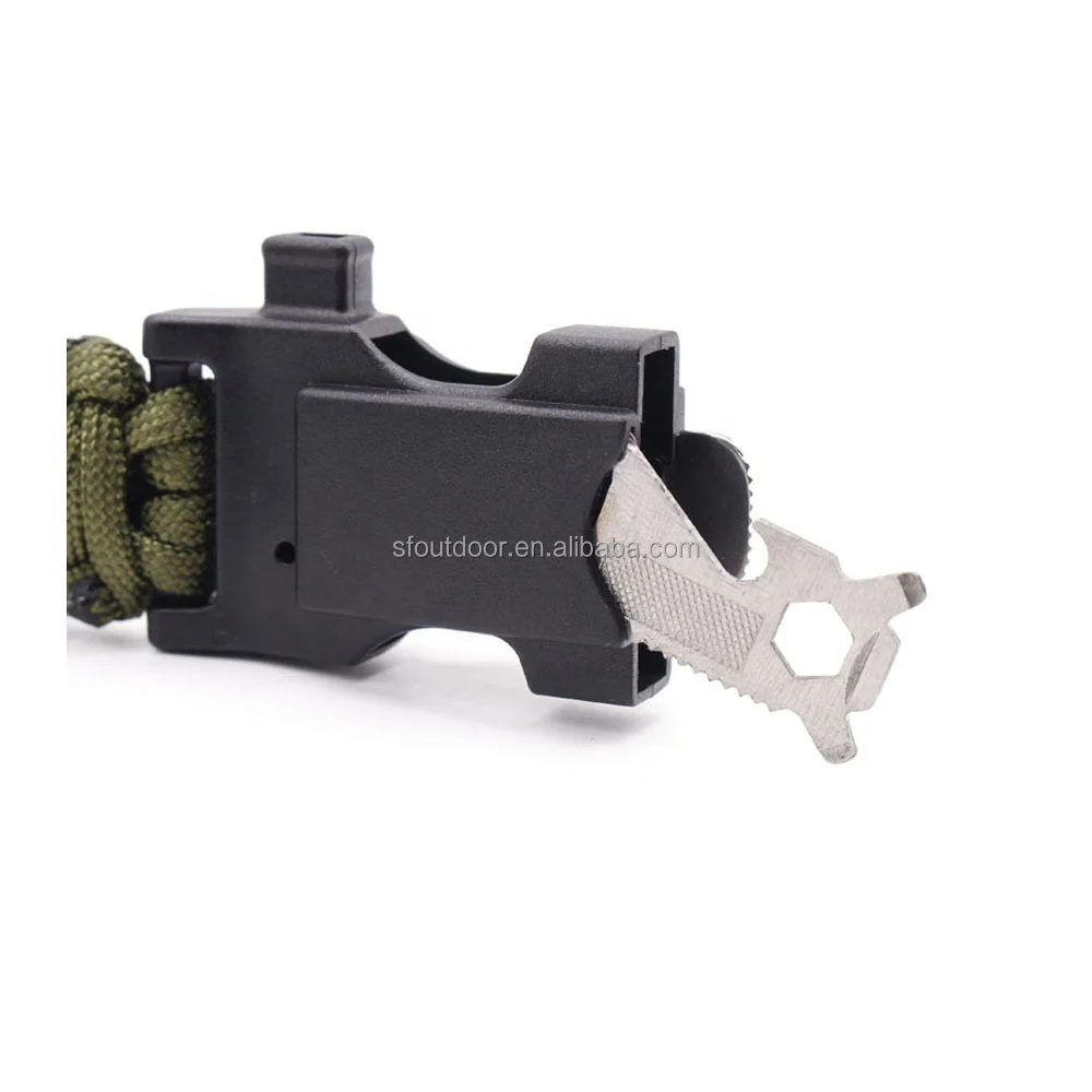 Camping Survival Paracord 550 Strap Wrist Fishing Kit inside Braided Bracelet