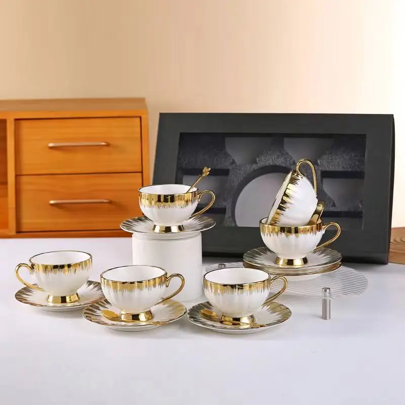 Ceramic Cups With Saucers, Espresso Cups and Saucers, Porcelain Coffee Cup and Saucer Set