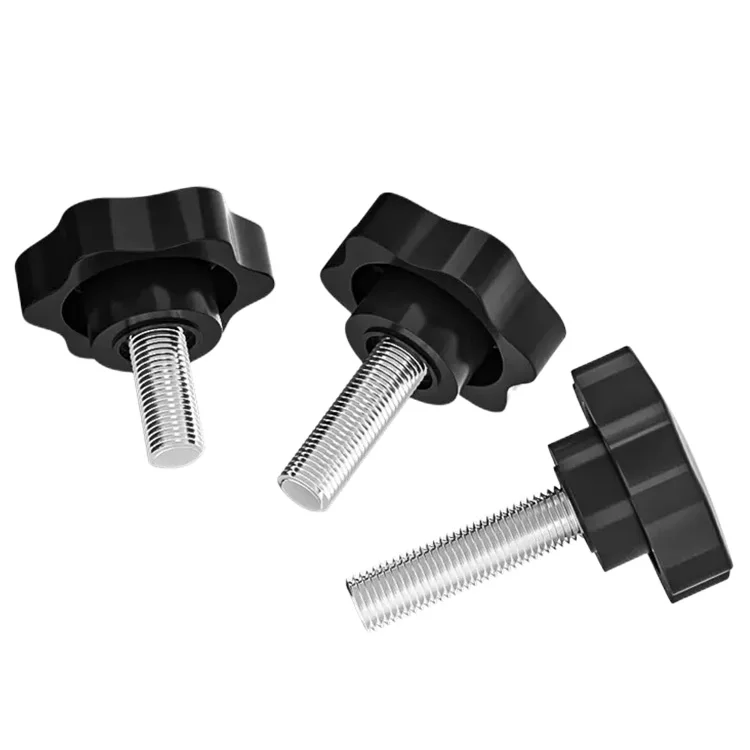 Six Star Black Knob Plastic Head Steel M6 M8 M10 Screw Rod Thumb Screw