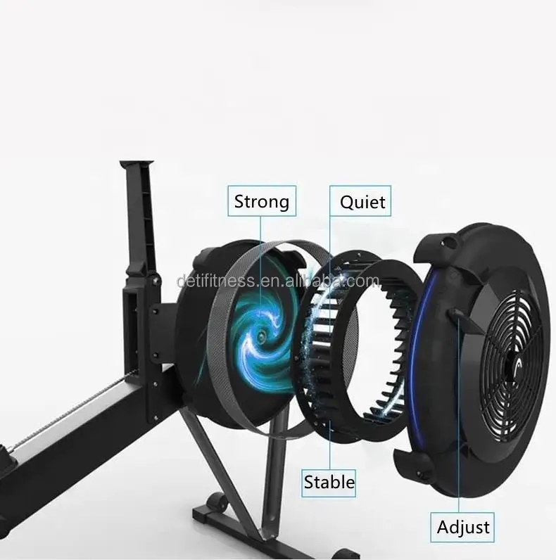 Wind resistance rowing steel machine for home and gym fitness workouts