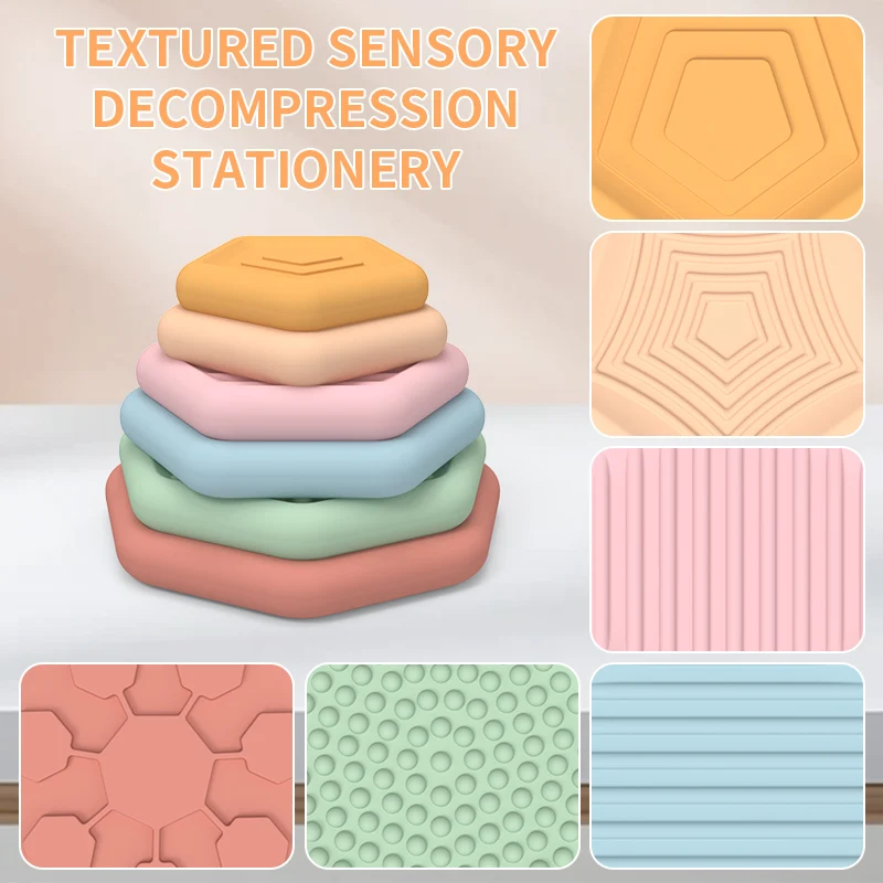 Fidget Toys Sensory Stone for Kids:6 Pack Textured Soft Worry Stone for Autism Kids Calming-Fidget Stress Toy for Anxiety Relief