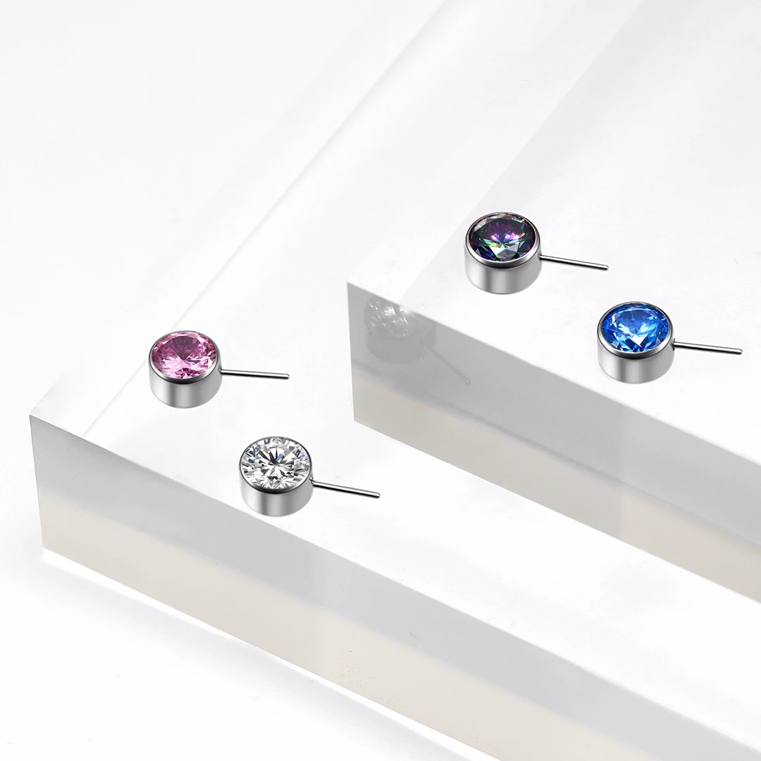 Eternal Metal Astm F136 Titanium G23 Push In Labret Jewelry Threadless Labret Piercing  threadless piercing