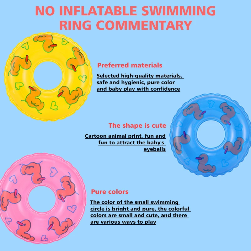 Wholesale Inflatable Toy Children Water Toys Plastic Little Yellow Duck Inflatable Small Swim Ring Baby Bath Toy for Kids