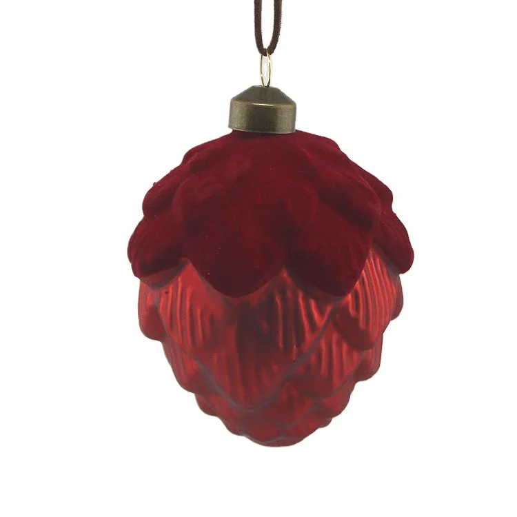 Factory Hot Sale Egg Shaped Christmas Glass Ball Ornament Red Bauble Globe For Xmas Tree New Year Holiday Hanging Decoration