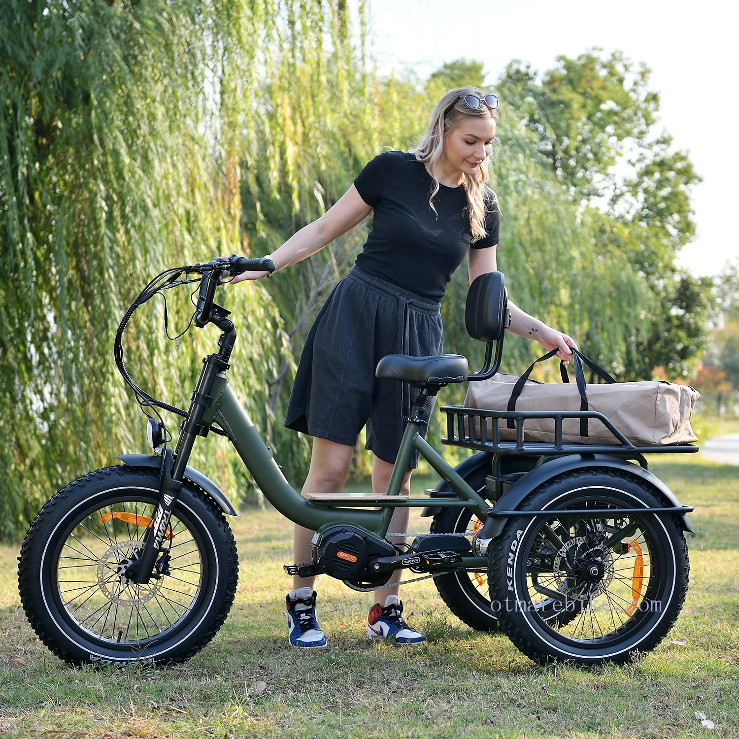 OTMAR Cargo Electric Tricycle Fat Tire Double Batteries Lithium 3 Wheel Electric Bicycle Mid Adult 20inch Etrike