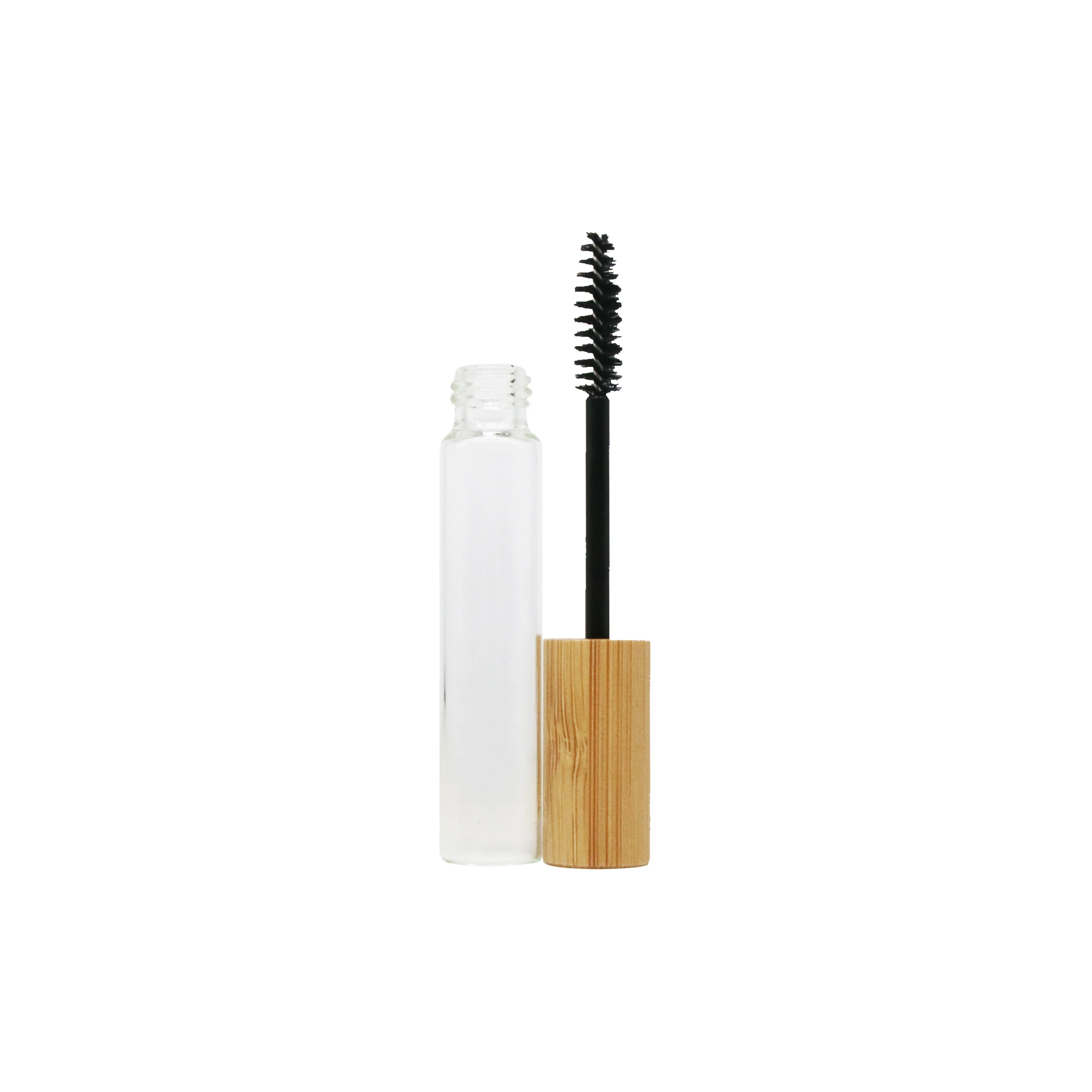 Luxury Cosmetic Glass Container Empty Glass Mascara Tube with Brush 10ml Bamboo Mascara Tube
