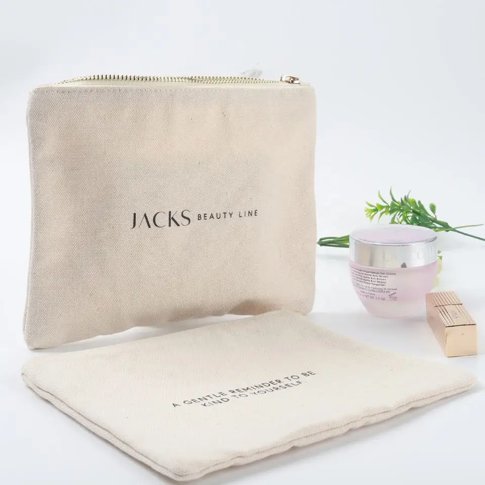 wholesale custom personalized inexpensive  zipper plain cotton travel toiletry wash make-up  Cosmetic Bags canvas Gifts pouch