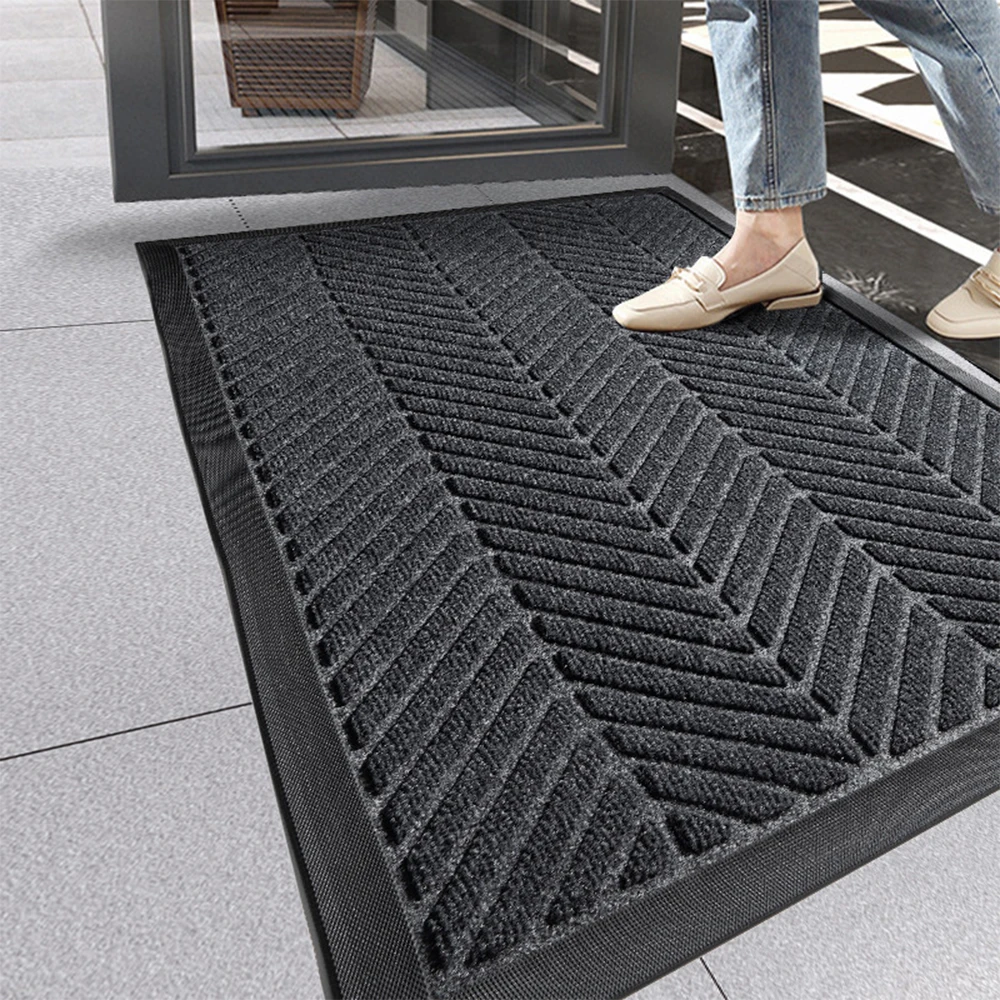 Sturdy Front Entrance Door Mat, Outdoor Indoor Doormat Entryway Floor Mat, Non Slip Rubber Backing, Easy Clean Shoe Scraper