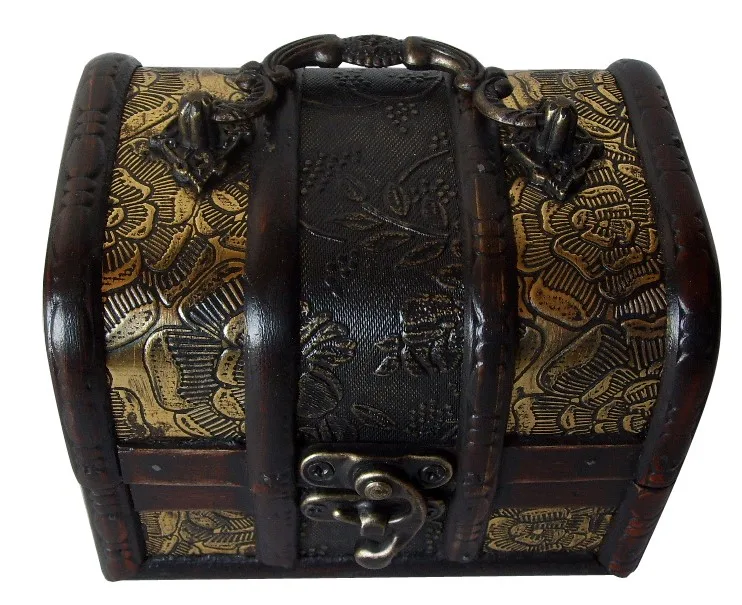 Wholesale Small Treasure Box Wood Treasure Chest Box Large Wooden Treasure Chest