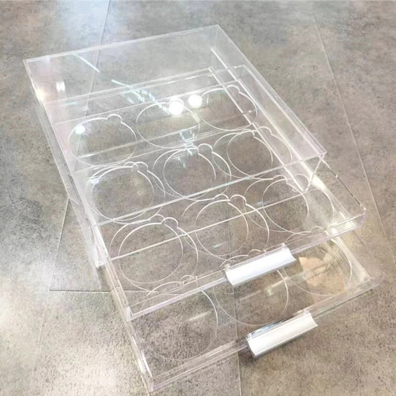Two layer 18 grids three layers 27 grids for glasses shop optician center drawer type transparent acrylic lens display box stora