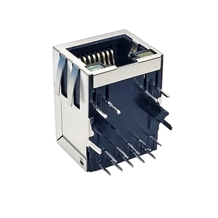 10/100 Base TAB DOWN POE Single Port RJ45 10P8C With Filter Through Hole Ethernet Connector