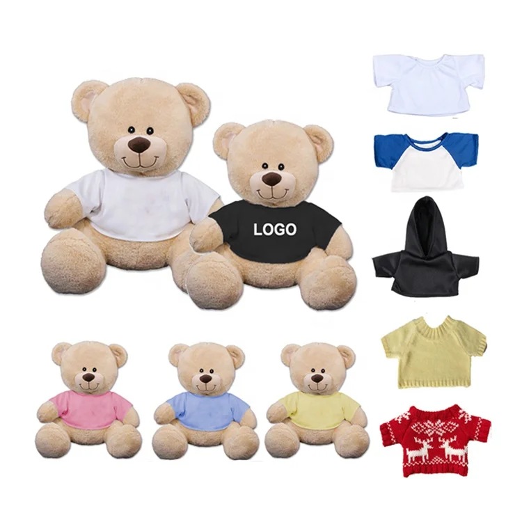 wholesale sublimation plush teddy bear t shirt Brand your LOGO custom cute stuffed soft teddy bear plush toys