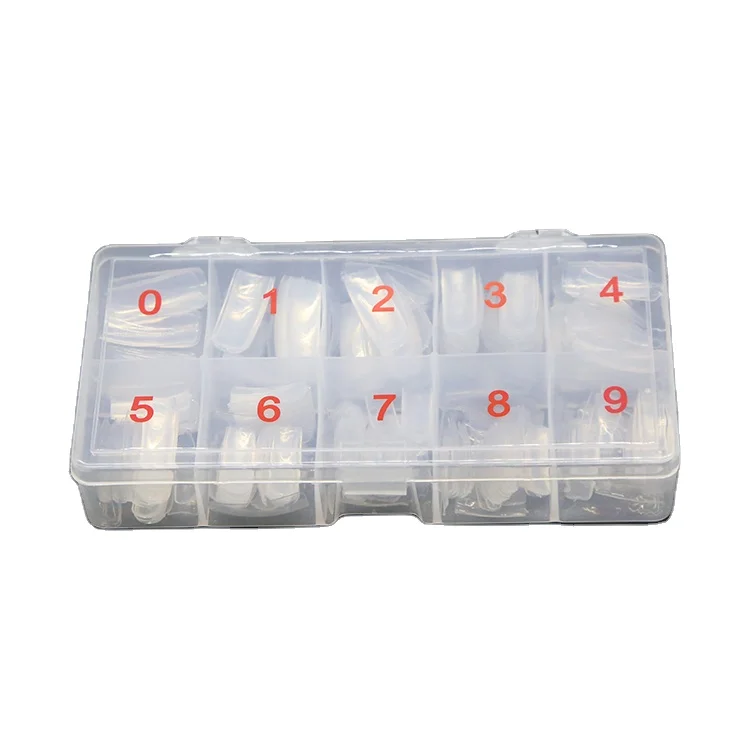 Medium Length Half Cover False Nails Manufacturers 500 Pcs Square Half Cover French Clear False Nail Art Tips