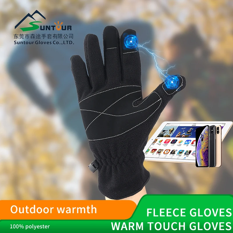Low price Winter non-slip warm Fleece custom logo gloves for adults