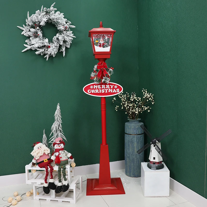 
Christmas out decoration red snowing lamp post led Christmas lantern Christmas vertical street lamp 