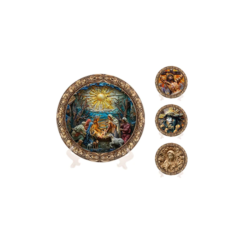 New Style Popular Delicate Beautiful Christian Element Resin  Plate Art Crafts Plate