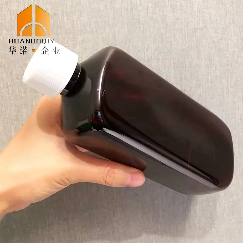 16oz Amber Pet Cough Syrup Plastic Arch Modern Square Seal Medicine Bottle with Crc Lid and qr Code in stock
