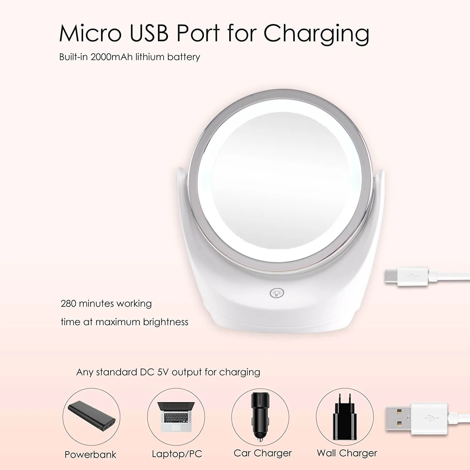 Top Seller  Led Lighted Travel Makeup Mirror Desktop  10x Magnified Make Up Mirror With Lights