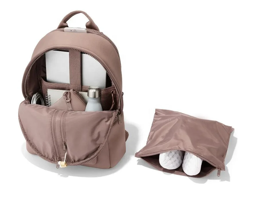 Colorful neoprene backpack with shoe pack large capacity waterproof day pack for girl or boy multifunction college bags