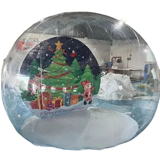 Inflatable christmas  bubble house with Christmas background for photograph