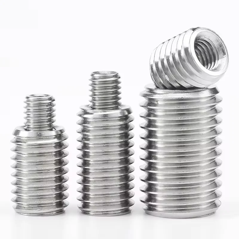 Self tapping threading insert wooden furniture hollow screw sleeve M8 internal thread M10 external thread