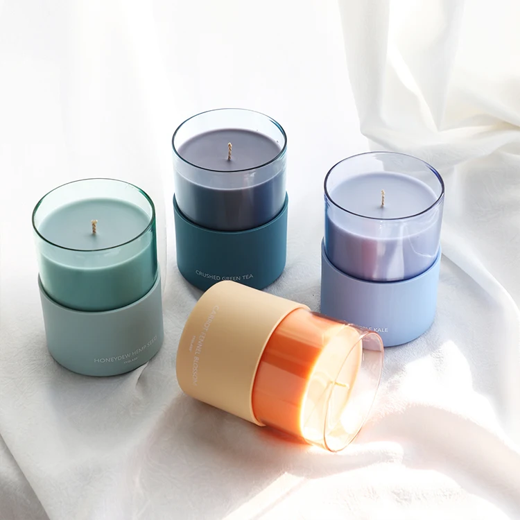 Home Decoration Custom Logo High Quality Luxury Glass Candle Container Glass Candle Jars