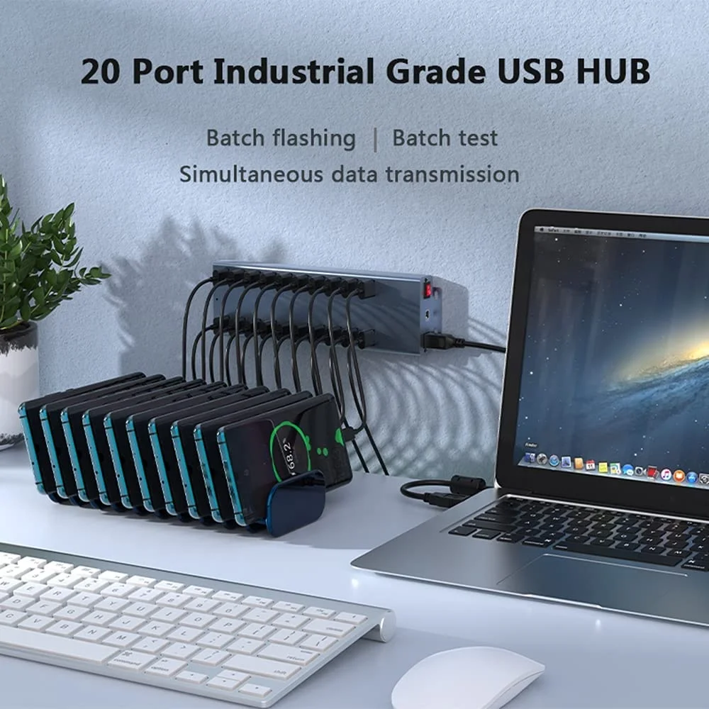 20 Ports USB 2.0 Extension HUB Industrial Grade USB Splitter Hub data usb charging station for Macbook PC Laptop