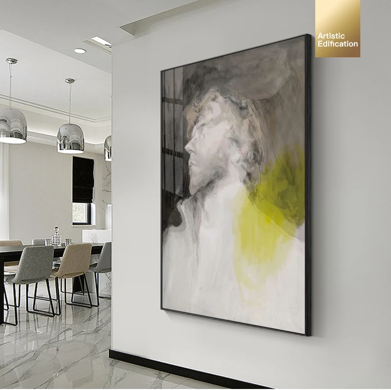 Modern Luxury Style Foyer Light Abstract Hanging Wall Art Mural for Office or Study Decorative Fantasy Figure Painting
