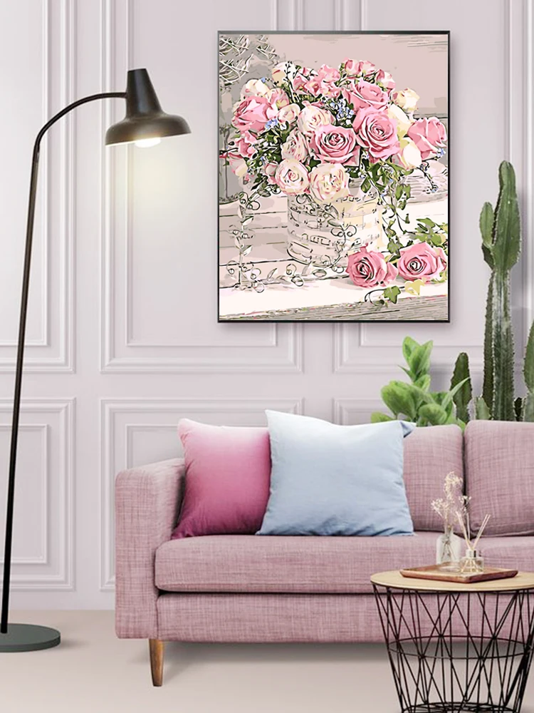 HUACAN DIY картина по номерам Цветок Wall Art Живопись на холсте акриловая уникальный подарок краски Пион для гостиной