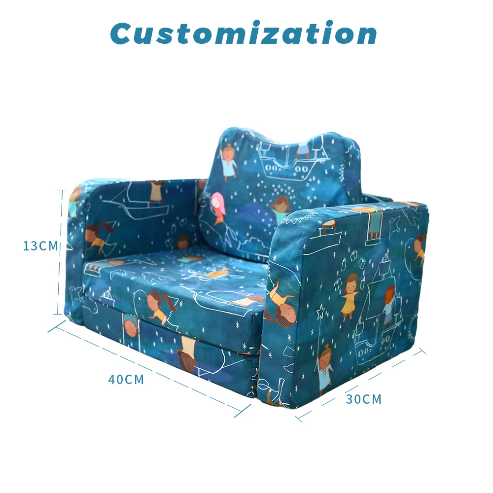 Soft Comfortable Kids Flip Foam Sofa Mini Baby Chair Sleeping 2 in 1 Toddler Couch Folding Children Sofa