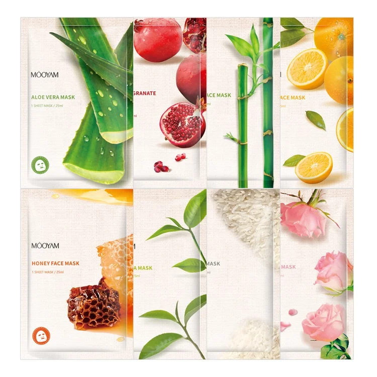 
OEM private label korean beauty skin care sheet facial mask mascarillas faciales coreanas natural organic plant fruit face mask 