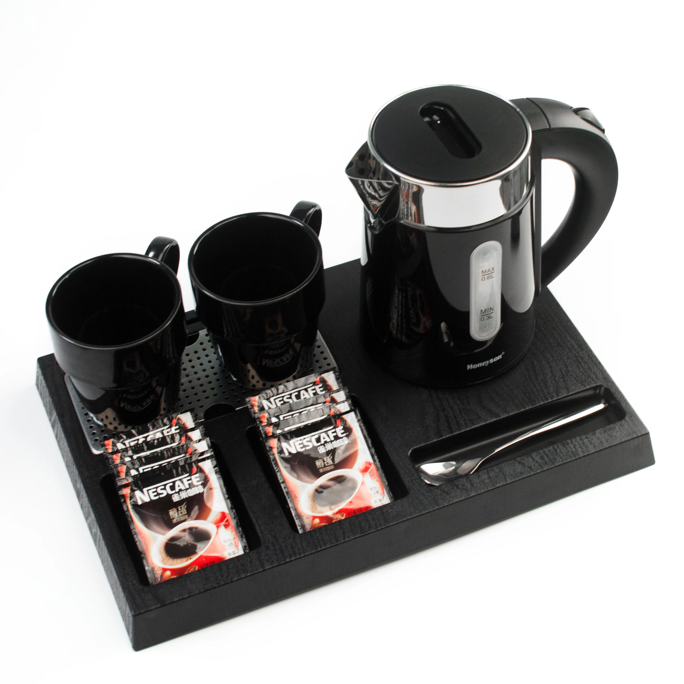 Hot Sales 0.6l 304SS Double Wall Hotel Tea and Coffee Tray With Electric Kettle for Hotels Guestroom