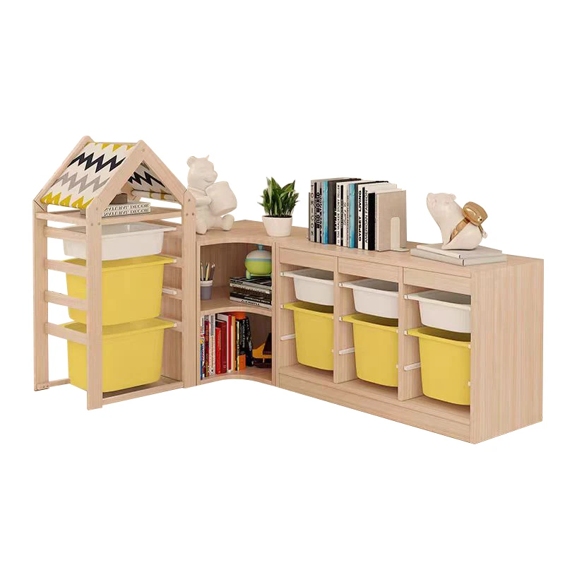 Solid Wood Living Room and Preschool Bookcase & Toy Storage Cabinet-Multi-Purpose Home Furniture Set
