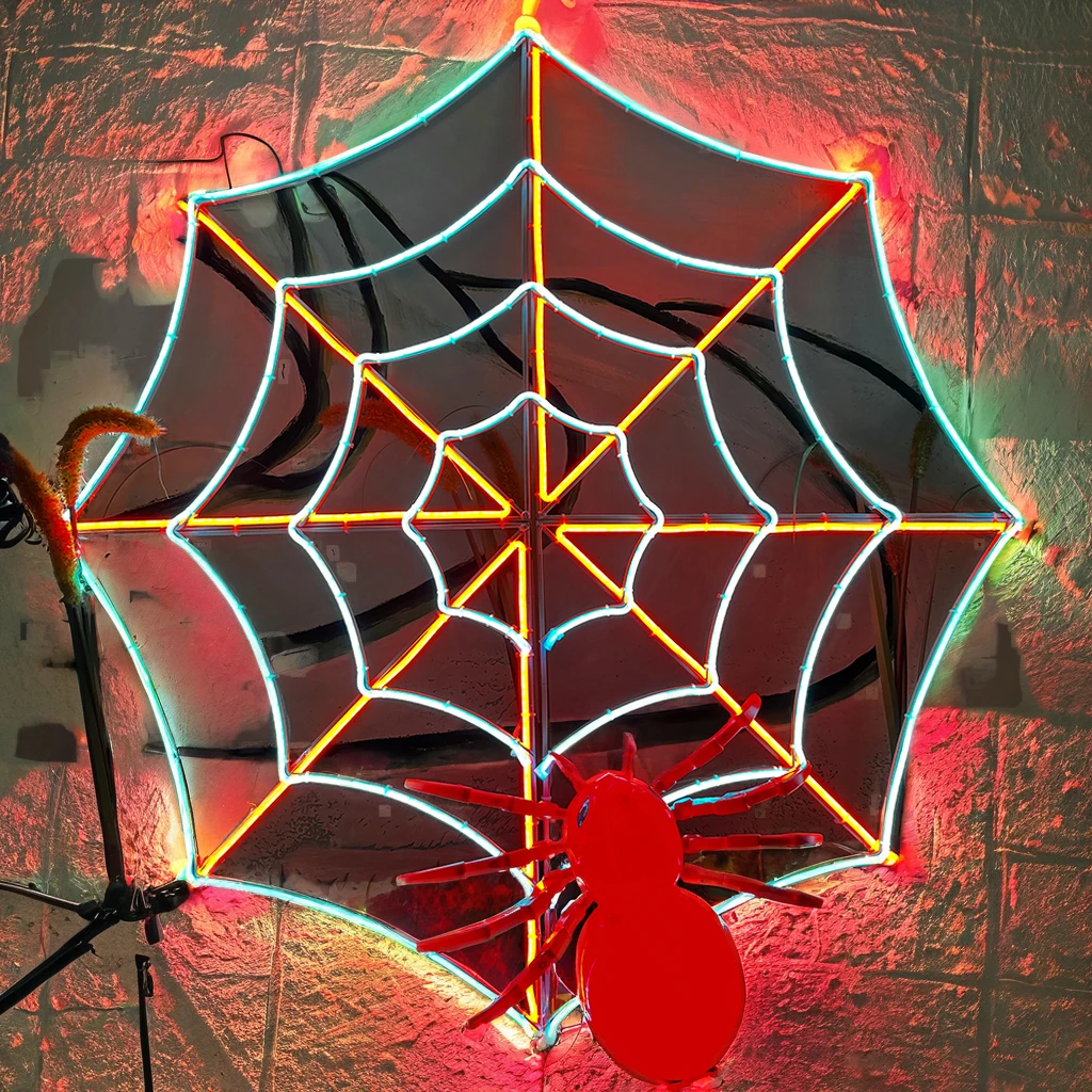 Personalised Large Outdoor LED Neon Cobwebs Halloween Horror Decorative Lighting Spider Web Déguisement Lamps