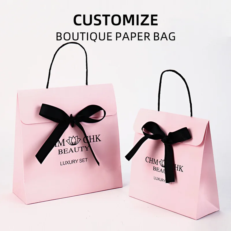 New creative beauty thickened kraft paper bag clothing packaging bag gift gift bag handbag customization