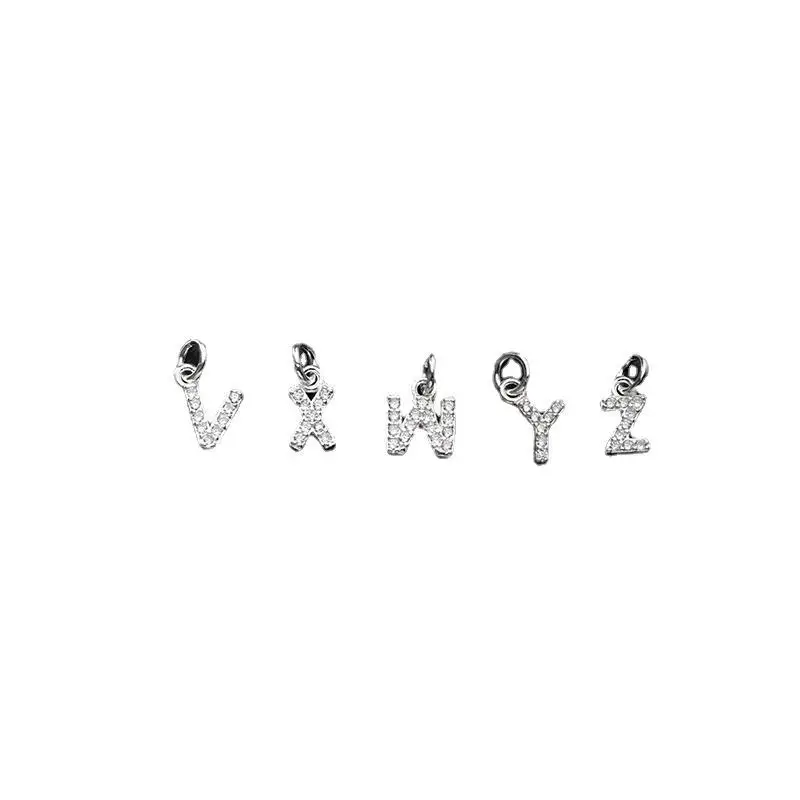 Fine Full Zircon 26 Letter Gold 925 Sterling Silver Initial Charm Jewelry accessories for Necklace Bracelet Making Customized