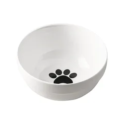 Manufacturer New Design Pet Bowl Protect The Spine Cute Cat Footprint Ceramic Cat Food Double Bowl