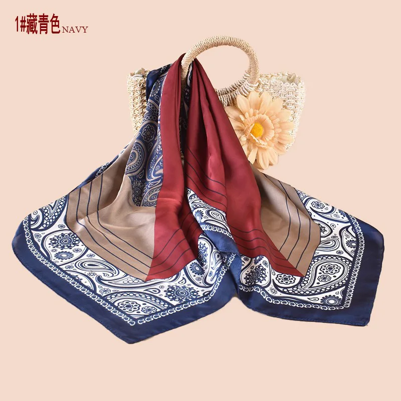2024 Summer New Retro Paisley Tied Hair Scarf 3 Colors 70 cm Printed Tie bag fashion office lady silk scarf