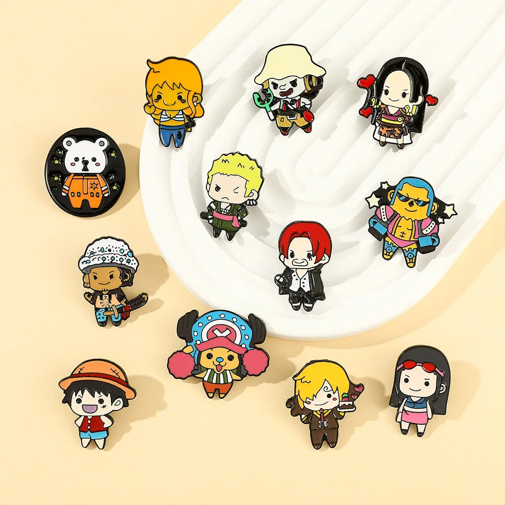 Hot Sale Jewelry Cartoon Anime Cool One Piece Luffy Zoro Ace Metal Crafts Pins Cloth Decoration Hat Bag Badges Brooch Accessory