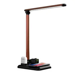 Qunhui QI Standard Wireless Charging LED Desk Lamp With Type-C USB Charging Port Adjustable Brightness Student Table Lamp