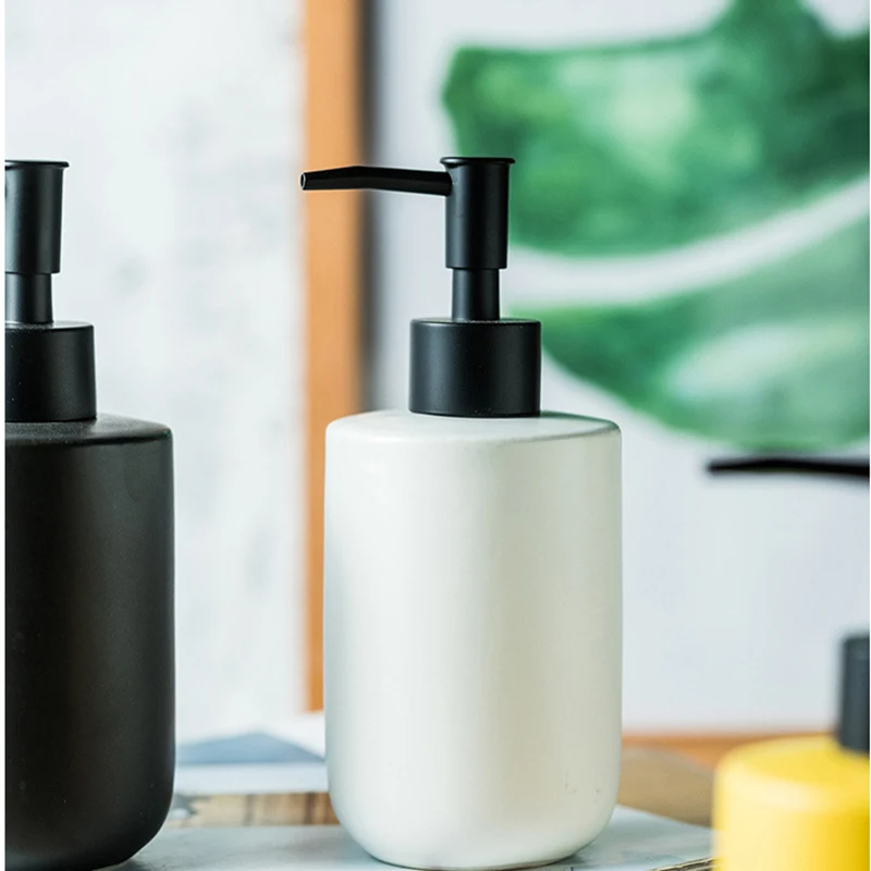 Seifenspender Hotel Bathroom Accessories Set Refill Manual Pump Ceramic Lotion Shampoo Shower Liquid Soap Dispenser Bottle
