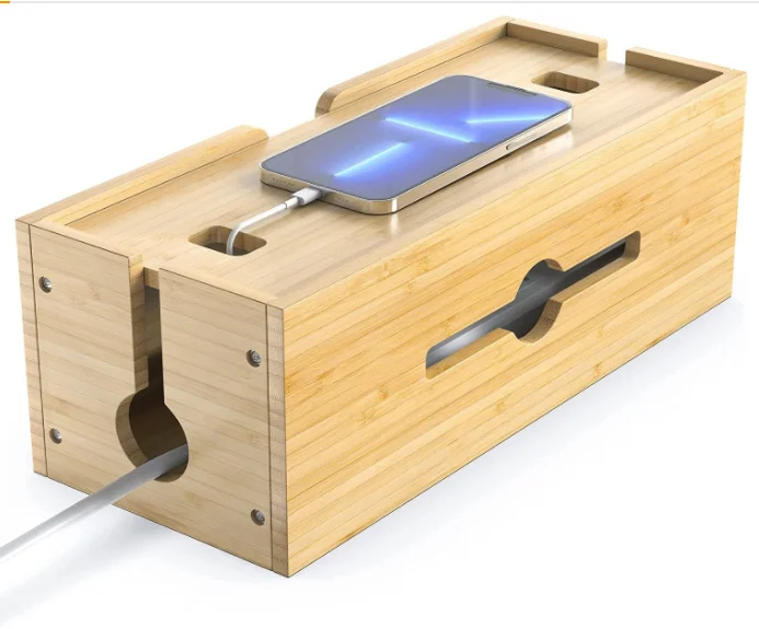 Bamboo wood box Bamboo fast charging cable Box usb cable box for android mobile phones