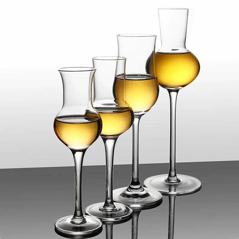 
Wholesale a variety of styles long handle wine flavor goblet crystal wine tasting guide glass tulip grappa glass 